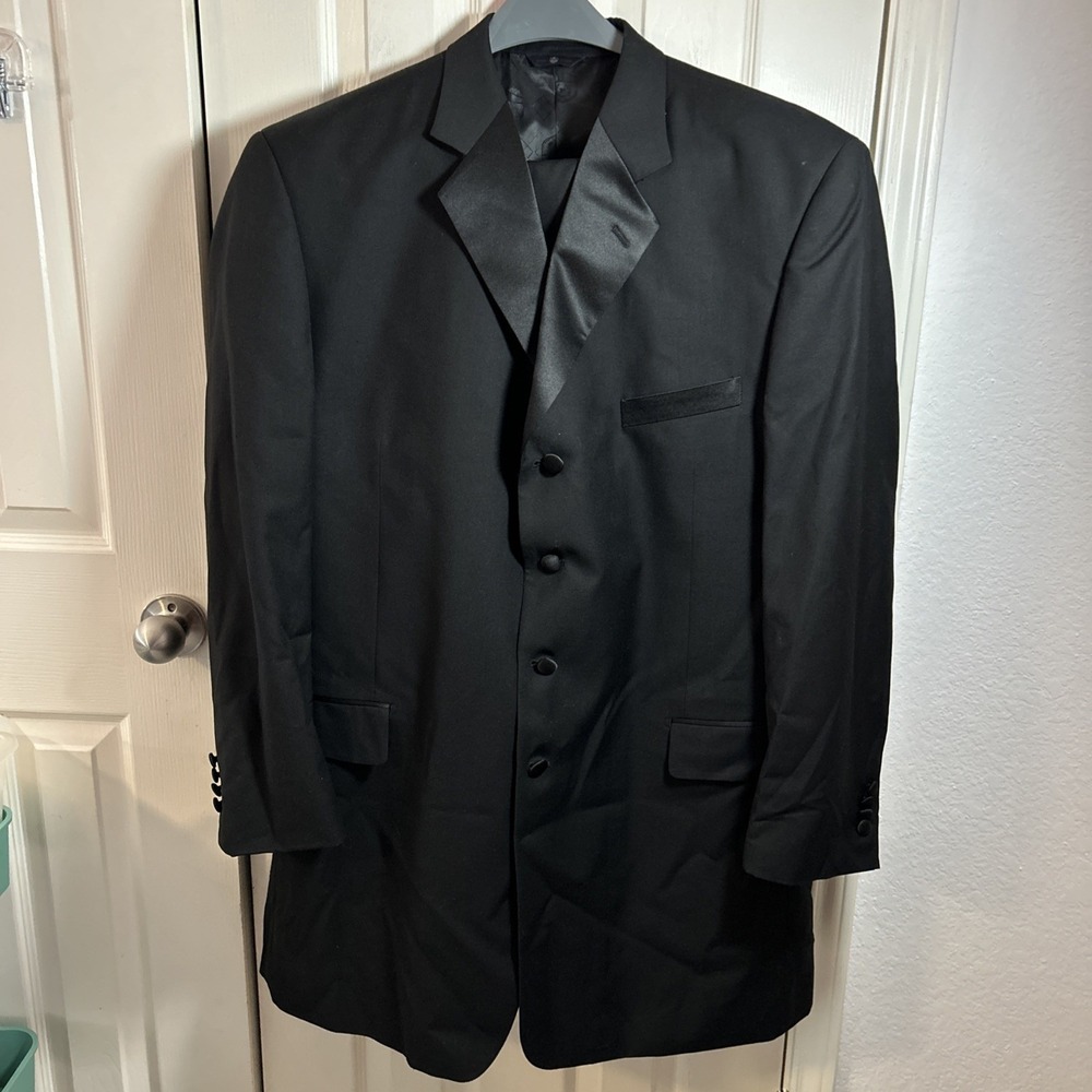 Phat Farm‎ 40L 36x30 Black Four Button Mens Formal Jacket Pants Tux Tuxedo